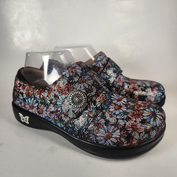 Alegria Shoes - ALEGRIA Women's Joleen Shoes Size 7 Leather Mosaic Daisy Slip On Comfort Clogs